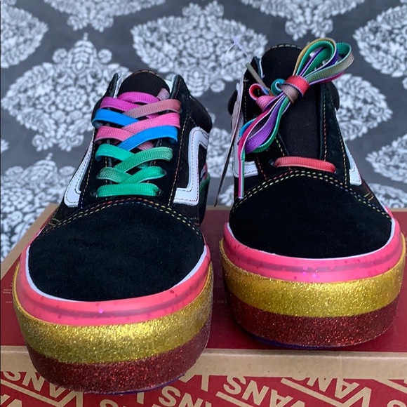 VANS OLD SKOOL STACKED GLITTER BLACK/RAINBOW WMNS - Picture 5 of 16